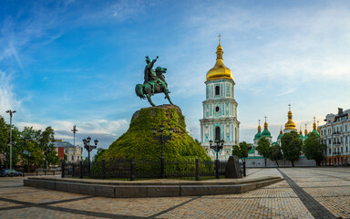 Monument to Bogdan Khmelnytsky in the Sophia's Square in  Kyiv, Ukraine. 