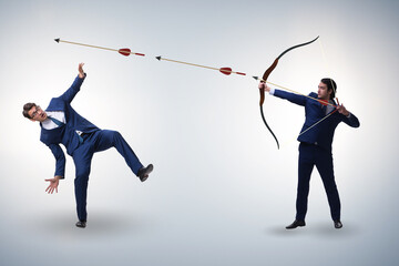 Business competition concept with businessman and bow