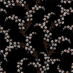 Zarte Blumensträuße. Nahtloses Ditsy-Muster im Liberty-Stil in kleinen süßen Wildblumen Vektor EPS10 Blumenhintergrund, Design für Mode, Stoff, Web, Tapeten, Cover, Verpackung, Textilien und alle Drucke