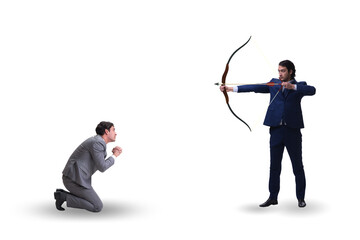 Business competition concept with businessman and bow