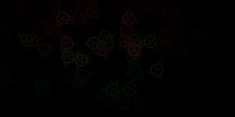 Fototapeta na wymiar Dark Green, Red vector background with occult symbols.