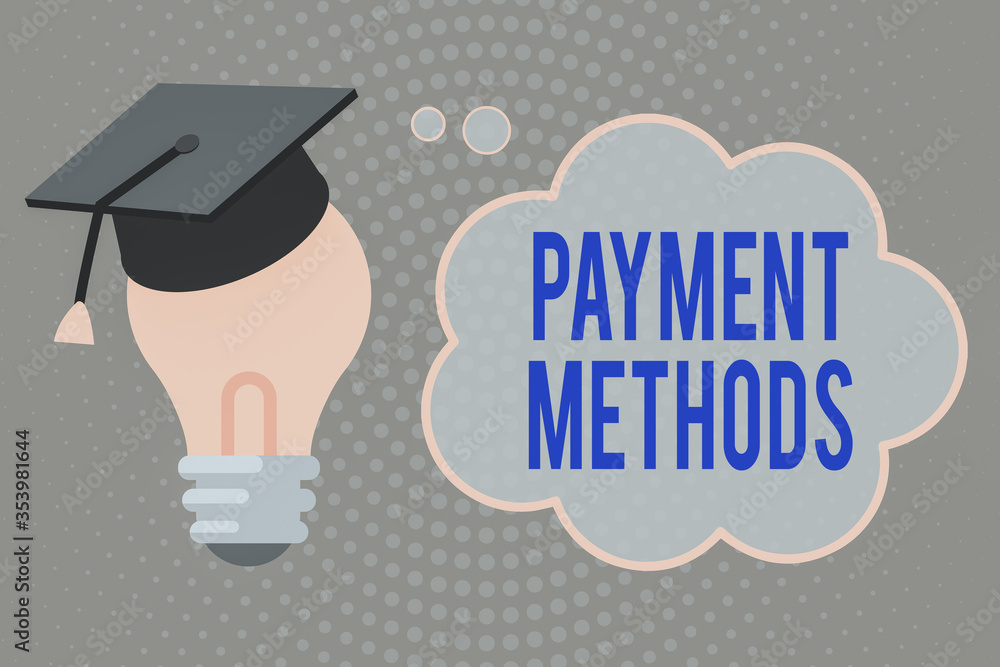 Poster handwriting text writing payment methods. conceptual photo several ways utilized to compensate a pur