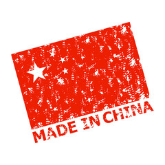 Made in china rubber stamp with red flag