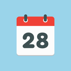 Vector icon list calendar day, date number 28