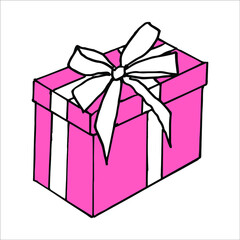 isolated on white background picture box with gifts Stock illustration vector design element for printing, scrapbooking, postcard