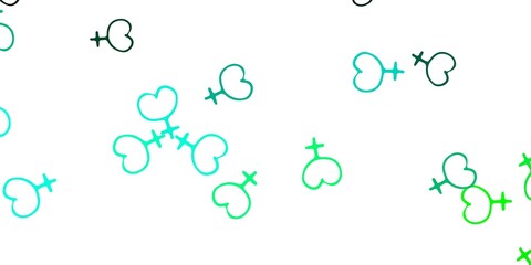 Light Green vector texture with women's rights symbols.