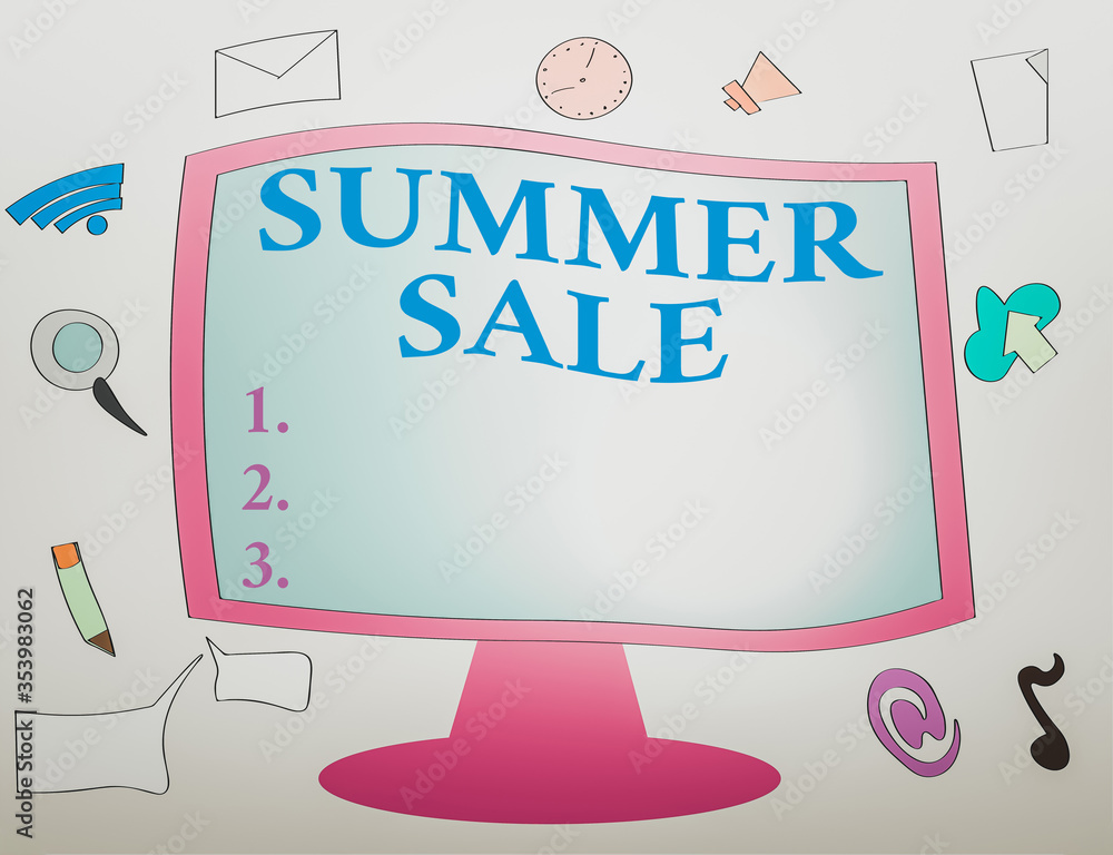 Poster writing note showing summer sale. business concept for a special type of discount to merchandise imp