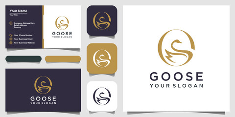 Goose Logo Template illustration isolated sign symbol. logo design, icon and business card