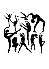 Beautiful female ballet dancer silhouettes. Good use for symbol, logo, web icon, mascot, sign, or any design you want. - obrazy, fototapety, plakaty