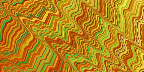 Light Green, Yellow vector background with lines. Illustration in abstract style with gradient curved.  Best design for your ad, poster, banner.