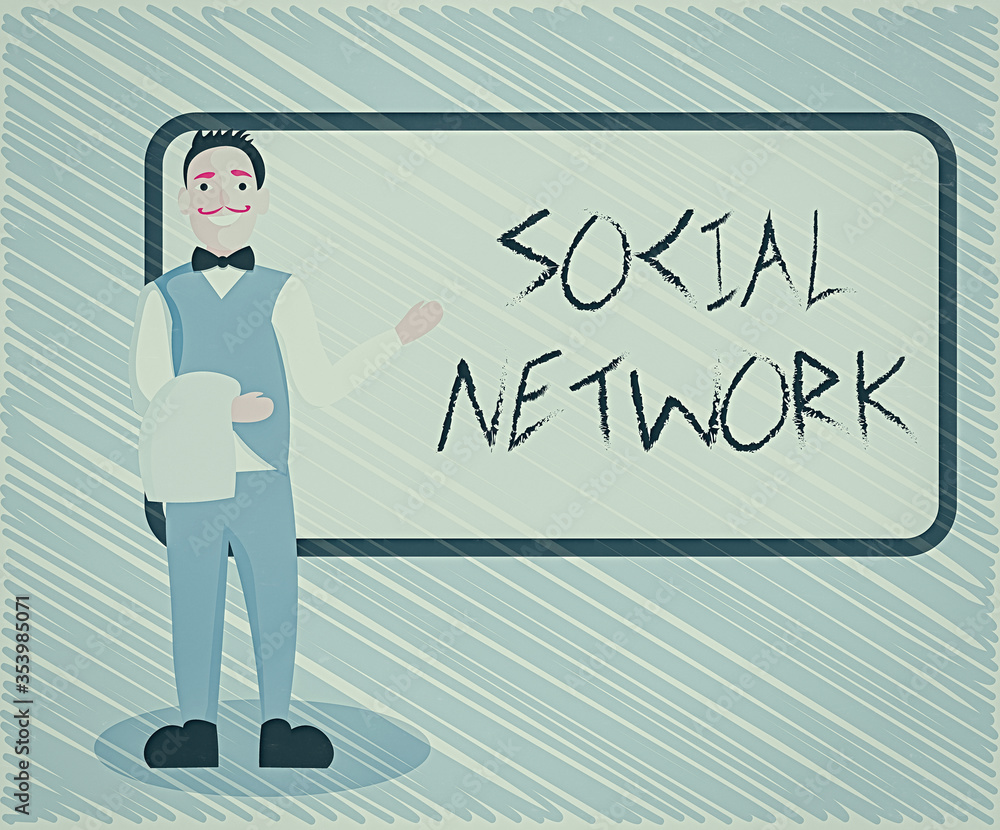 Poster text sign showing social network. business photo showcasing a framework of individual linked by inte