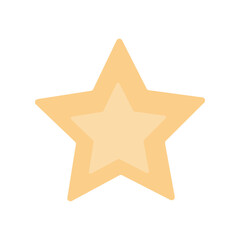 Vector golden star in flat style. Yellow five-pointed star on a white background. Birthday, decoration and greeting card design, party poster, clip art isolated on a white background.