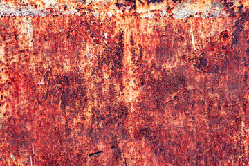 Grungy red texture, old surface of metal boat, abstract background