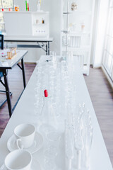 Glasswares and skeleton at the science laboratory.