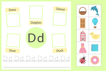 Learn the English alphabet. The letter D. Training in reading and writing.