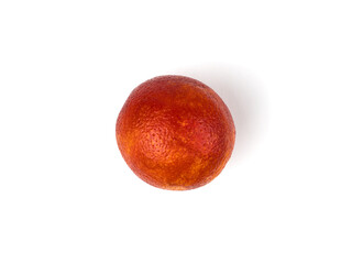 Fresh blood orange with soft shadow isolated on a white background top view