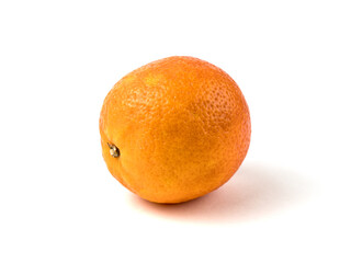 Fresh blood orange with soft shadow isolated on a white background side view