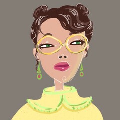 illustration of a cute fashionable girl in a children's style for decoration design 