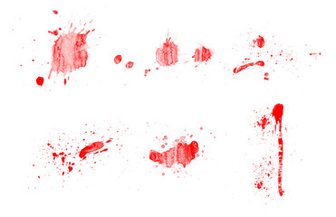 Obraz premium Streszczenie zestaw czerwonych pędzli. Piękne pędzle typu splash, blot and drops