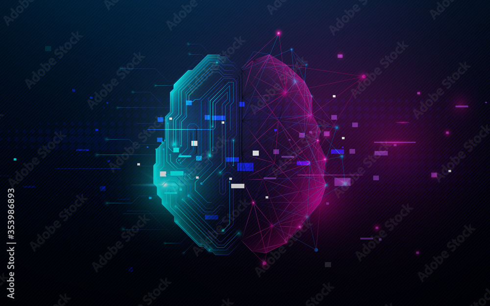 Aufkleber abstract lines left and right brain functions concept, analytical vs creativity