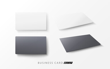 Horizontal white and black blank business cards mockup on white background