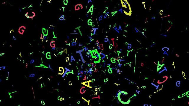 Genetic Code AGTC Colorful Seamless Looping Particle Effects - DNA Genome Sequencing Letters 