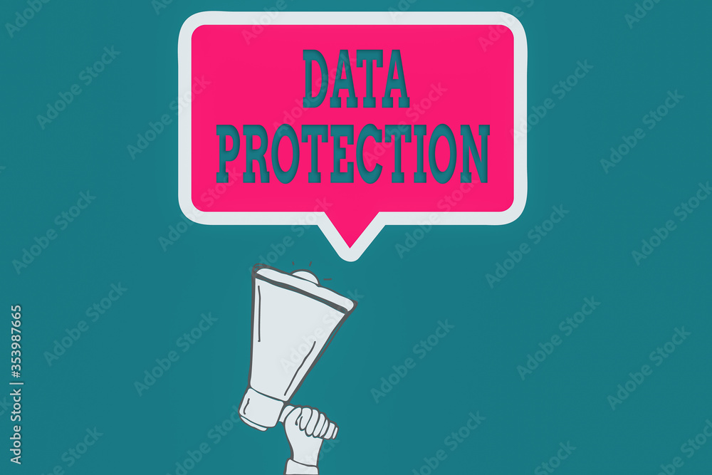 Aufkleber handwriting text data protection. conceptual photo safeguarding information away from a possible dat