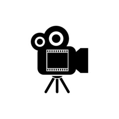 Black Film Camera icon isolated on white background