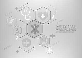 geometric hexagon infographic.medical infographic concept. 