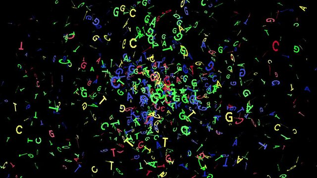 Genetic Code AGTC Colorful Seamless Looping Particle Effects - DNA Genome Sequencing Letters 