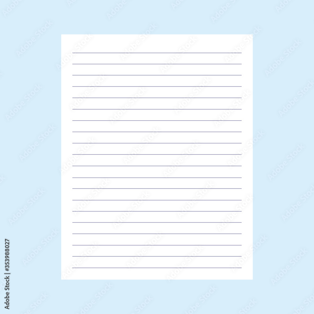Poster notebook paper in a line. page from school notepad. vector texture of an empty sheet for notes.
