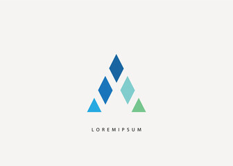 letter A logo template. Initial Icon A, and  diamond vector, diamond pile triangle illustration. 