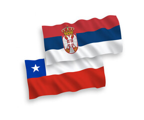 Flags of Chile and Serbia on a white background