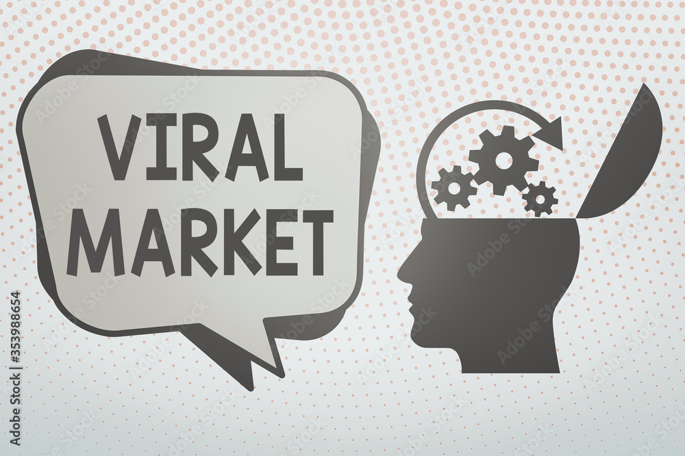 Poster writing note showing viral market. business concept for network passing and spreading message or vid