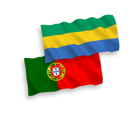 Fototapeta premium Flags of Portugal and Gabon on a white background