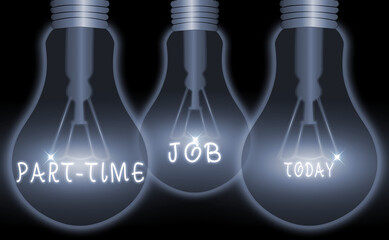 Conceptual hand writing showing Part time Job. Concept meaning employment marked by working less than 40 hours in a week