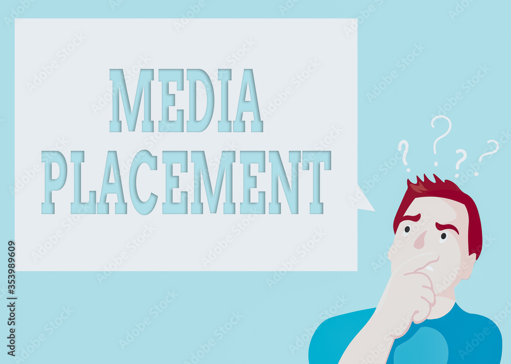 Poster conceptual hand writing showing media placement. concept meaning inserting a digital ad message to p