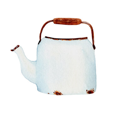 Rustic old enamel kettel.