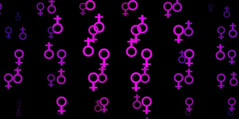 Dark Purple vector texture with religion symbols.