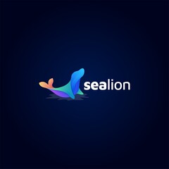 Vector sea lion logo design template