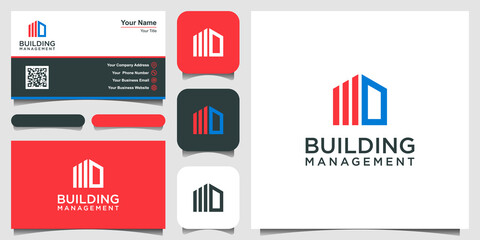 Business Building Finance Logo Template Vector Illustrator. logo design, icon and business card