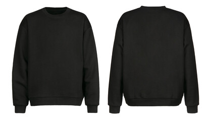 Black sweater template. Sweatshirt long sleeve with clipping path, hoody for design mockup for...