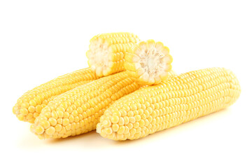 Ripe corn isolated on white background