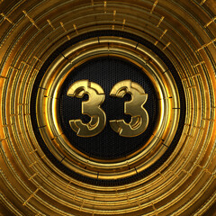 Gold number thirty-three years celebration