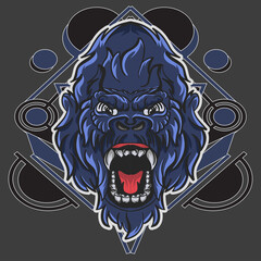 monkey, kong, gorilla sacred geometry illustration suitable for you to download for apparel or anything