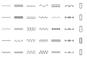 A set of sewing machine stitch icons.