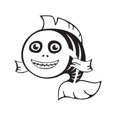 Cute fish skeleton. Halloween template for print, pattern.