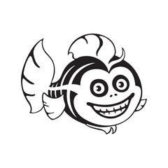 Cute fish skeleton. Halloween template for print, pattern.