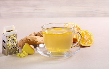 Lemon and ginger detox healthy tea,