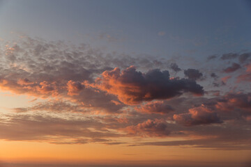 pink and blue clouds at sunset